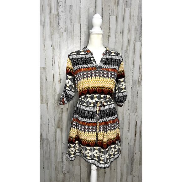 BeBop Women's Multicolor Geometric Knee Length Dress Size Small Boho Casual - Picture 1 of 5